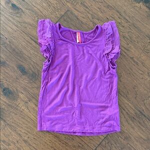ruby & bloom Purple Ruffle Sleeve Tee